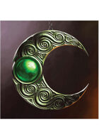 Colour card art - items: amulet: elven moon amulet green - RPG Stock Art