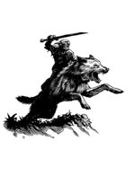 Filler spot - character: goblin riding dire wolf - RPG Stock Art