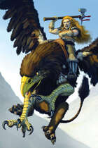 Quarter page - dwarven griffin rider - RPG Stock Art