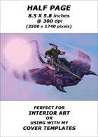 Half page - Hobgoblin riding Fungasaur - RPG Stock Art
