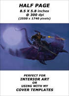 Half page - Hobgoblin riding Fungasaur at night - RPG Stock Art
