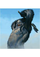 Colour card art - character: ape-man with axe - RPG Stock Art