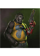Colour card art - character: uplifted gorilla - RPG Stock Art