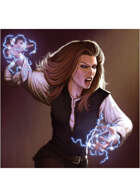 Colour card art - character: human mage: casting shock - RPG Stock Art