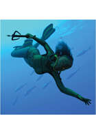 Colour card art - character: SCUBA diver - RPG Stock Art