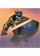 Colour card art - character: dragonborn knight blue - RPG Stock Art