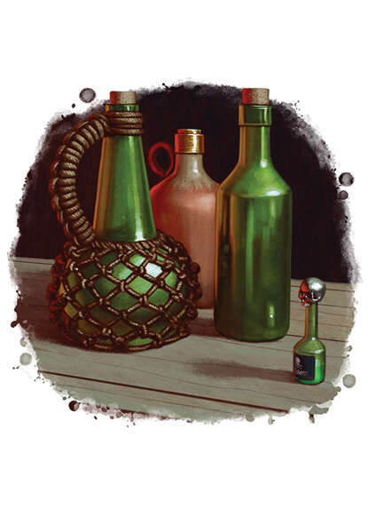 Filler spot colour - items: wine bottles and poison - RPG Stock Art