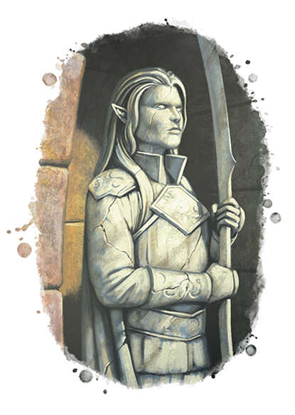 Filler spot colour - items: statue; elf warrior - RPG Stock Art