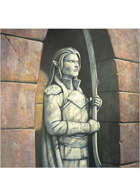 Colour card art - items: statue; elf warrior - RPG Stock Art