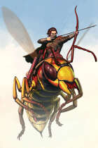 Quarter page - halfling wasp rider - RPG Stock Art