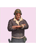 Colour card art - character: aviator mercenary - RPG Stock Art