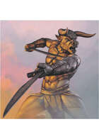 Colour card art - character: minotaur petrified - RPG Stock Art