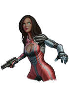 Filler spot colour line - character: cyborg girl dark skin - RPG Stock Art