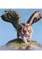 Colour card art - creature: winged tiger - RPG Stock Art