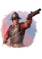 Filler spot colour - character: soldier with flintlock - RPG Stock Art