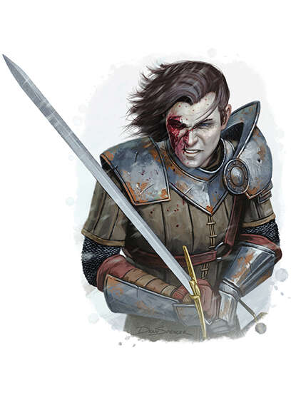 Filler spot colour - character: beaten warrior - RPG Stock Art