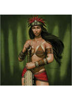 Colour card art - character: aztec woman - RPG Stock Art