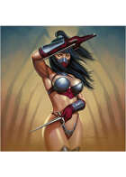 Colour card art - character: ninja woman - RPG Stock Art