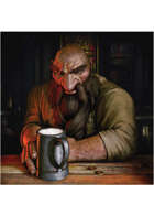 Colour card art - character: dwarf bartender - RPG Stock Art