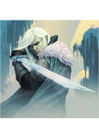 Colour card art - character: elf winter warrior - RPG Stock Art
