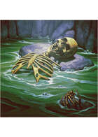 Colour card art - character: skeleton in green pool - RPG Stock Art