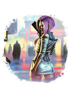 Filler spot colour - character: cyberpunk gun girl - RPG Stock Art