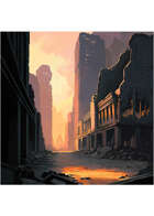 Colour card art - environment: apocalyptic street - RPG Stock Art