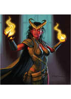 Colour card art - character: tiefling sorceress - RPG Stock Art