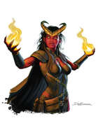 Colour cut out - character: tiefling sorceress - RPG Stock Art