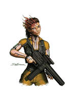 Colour cut out - character: cyberpunk cordyceps soldier - RPG Stock Art