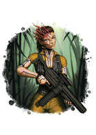 Filler spot colour - character: cyberpunk cordyceps soldier - RPG Stock Art