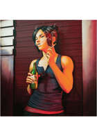 Colour card art - character: cyberpunk woman smoking - RPG Stock Art