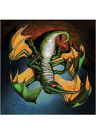 Colour card art - creature: stirge green - RPG Stock Art