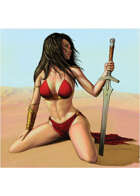 Colour card art - character: desert girl - RPG Stock Art