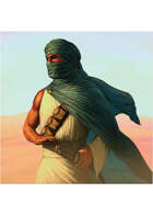 Colour card art - character: desert warrior - RPG Stock Art