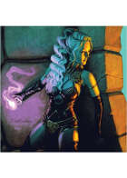 Colour card art - character: elf sorceress - RPG Stock Art