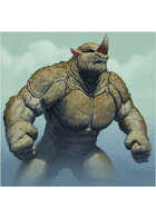 Colour card art - character: humanoid rhino - RPG Stock Art