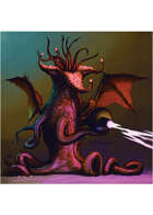 Colour card art - character: elder thing attacking - RPG Stock Art
