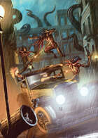 Cover full page - Lovecraftian Car Chase Light Sky - RPG Stock Art