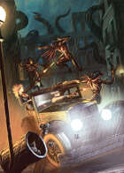 Cover full page - Lovecraftian Car Chase Dark Sky - RPG Stock Art