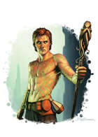 Filler spot colour - character: tattooed sorcerer with staff - RPG Stock Art