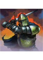 Colour card art - character: knight attacking - RPG Stock Art