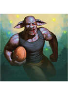 Colour card art - character: genome lagomorph rugby player - RPG Stock Art