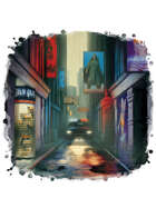 Filler spot colour - environment: cyberpunk street - RPG Stock Art