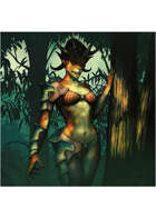 Colour card art - character: beastwoman - RPG Stock Art