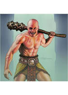 Colour card art - character: barbarian with mace - RPG Stock Art