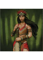 Colour card art - character: aztec woman alt - RPG Stock Art