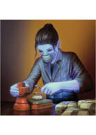 Colour card art - character: drug packer blue - RPG Stock Art