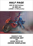 Half page - biker girl - RPG Stock Art