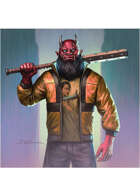Colour card art - character: cyberpunk oni - RPG Stock Art
